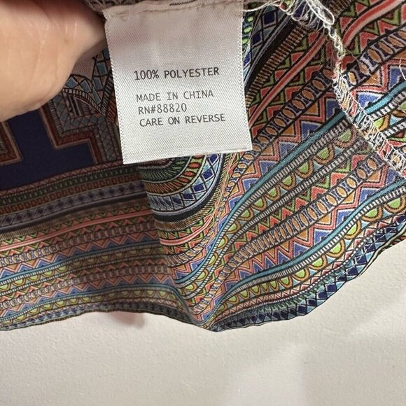 CYNTHIA ROWLEY Women Multi Print Chiffon Keyhole Tie at Neck Sleeveless Tunic L - Picture 4 of 7